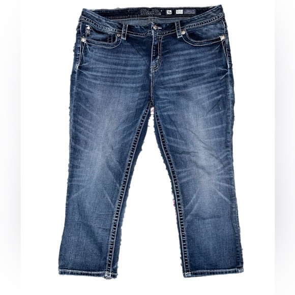 Women's Miss Me Jeans Mid-Rise Easy Crop Pants Sz 36 Plus Size - Picture 4 of 7